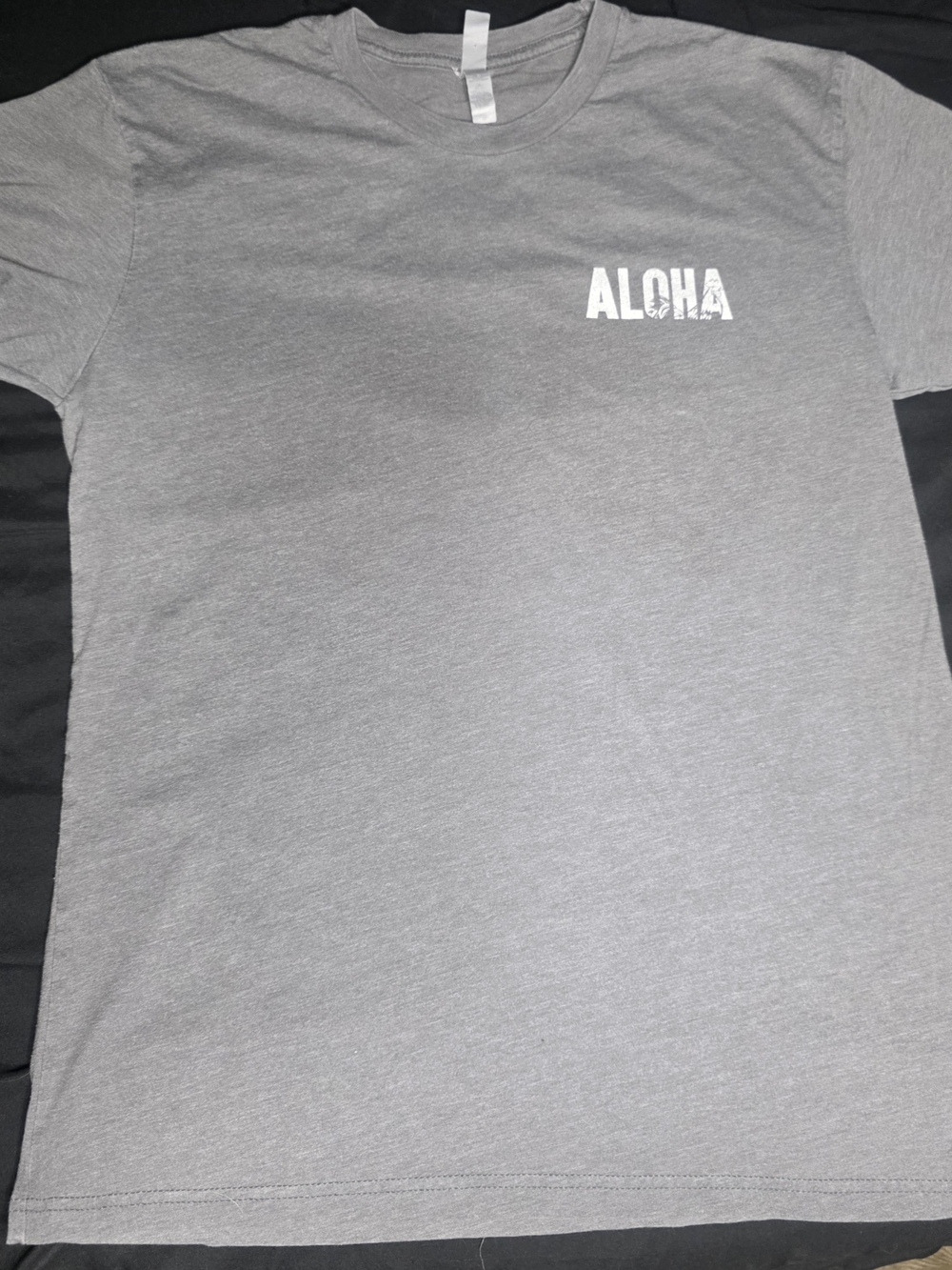Next Level Apparel Gray Crewneck T-Shirt with White ALOHA Chest Logo